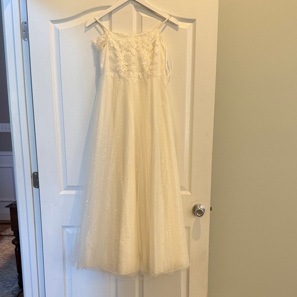 David’s Bridal Charming Ivory Kids Formal Dress, Flower Girl, Jr. Bridesmaid
